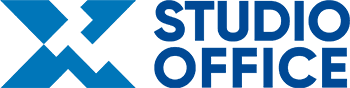 Blue web logo: STUDIO OFFICE with a geometric icon.