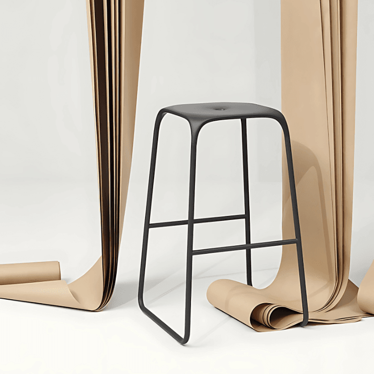 Modern black Bobo Stool. Steel frame with a sleek, square polypropylene seat. Perfect seating for offices.