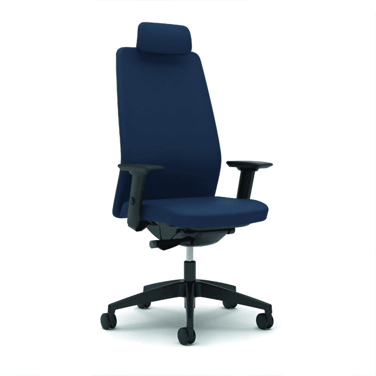 Blue AIMis1 task chair with adjustable backrest and black frame, designed for ergonomic seating.