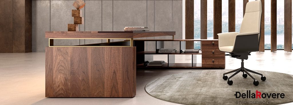 Stylish BELLAGIO executive desk in wood with a modern design for private office spaces.