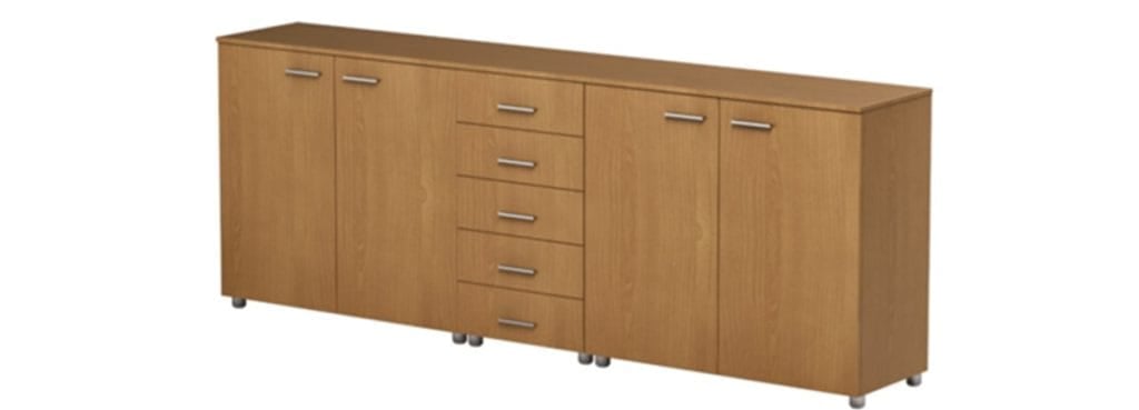 Wax-finish melamine Box Storage Units with drawers and doors, ideal for workspace organization.