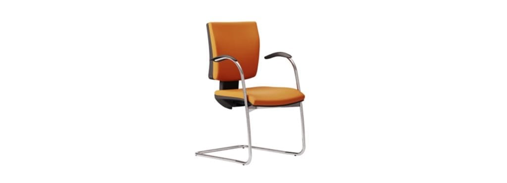 Orange Ciak Collection - Visitor Chair. Modern design with sleek, chrome frame.