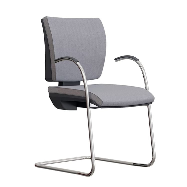 Modern gray Ciak Collection - Visitor Chair with chrome frame. Stylish seating for private offices and rooms.