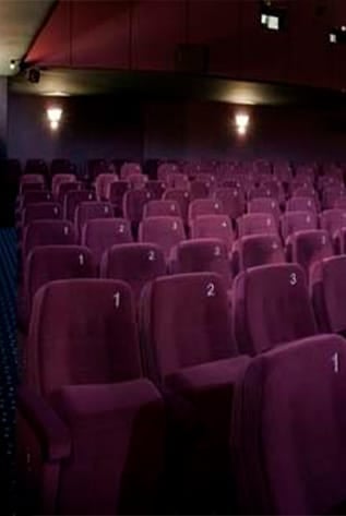 Rows of plush, numbered, maroon Cinema seats.
