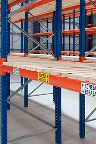 Blue and orange Warehouse Storage Solutions racking system.