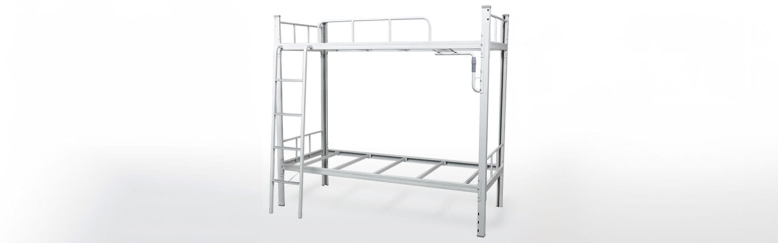 Minimalist silver metal beds. Bunk bed design.