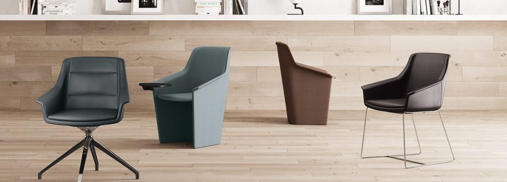 Jera Visitor Chair: Sleek, low-back office seating with swivel and sled base options. Modern design for private offices.