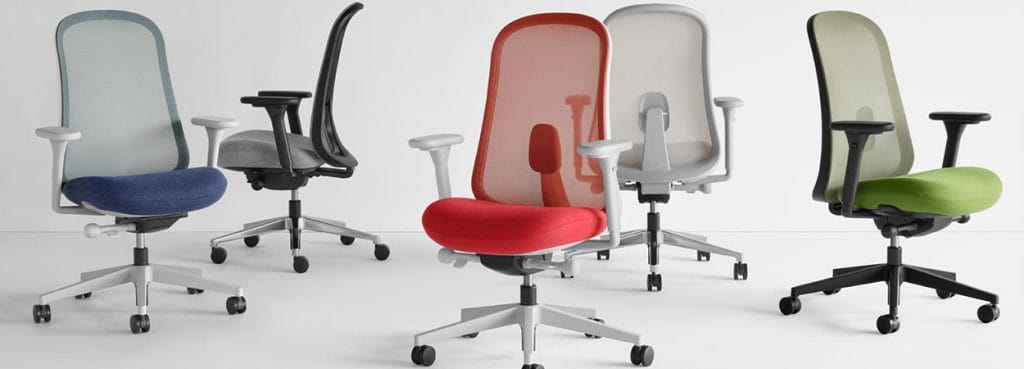 Ergonomic Lino office chair with mesh back and adjustable features.
