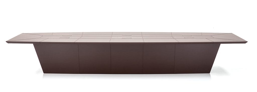 Socrates Conference Table: a brown, modern meeting table for collaboration spaces.