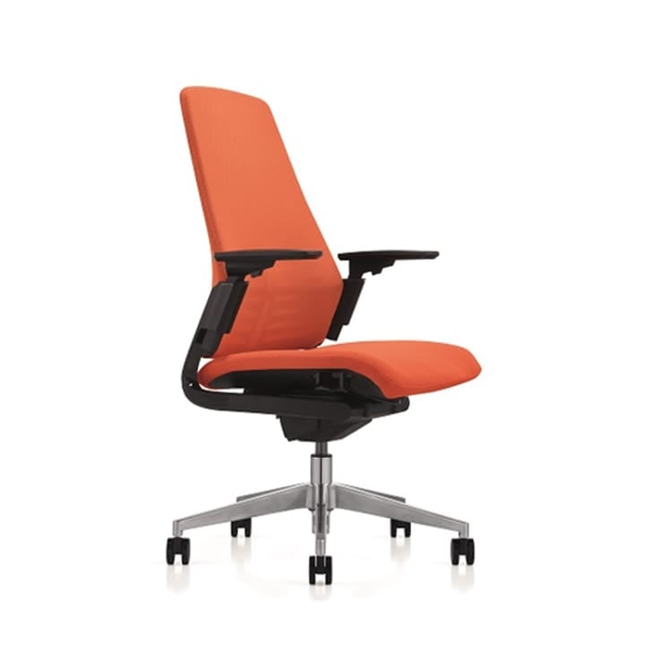 Ergonomic orange Sophia Office Chair with adjustable arms and a five-star base.