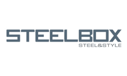 SteelBox Logo-1.png: Minimal header featuring the 'SteelBox' logo, emphasizing a modern and industrial aesthetic. Steel & Style.