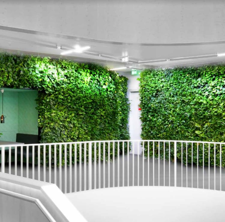 Lush Green Walls enhance indoor spaces. Vertical garden design with vibrant green foliage. Perfect for a touch of nature.
