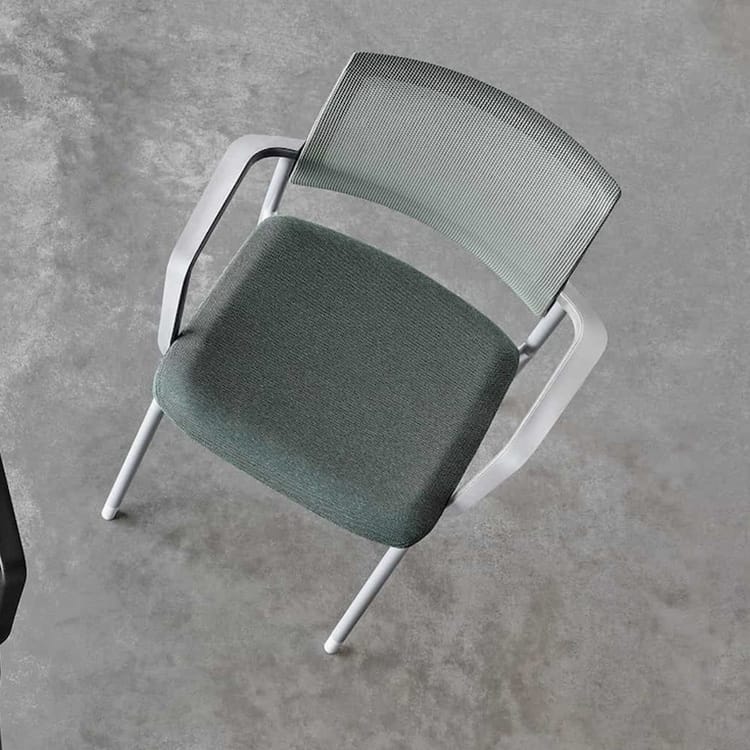 Top-down view of gray and white Verus Side Chairs, ergonomic seating for visitor comfort.