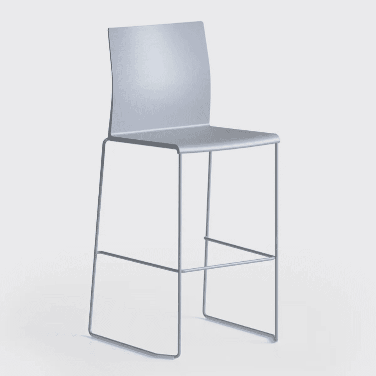 Minimalist gray Web Stool. Ergonomic seating for commercial, educational, and healthcare spaces. Stackable design.