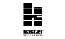Kastel logo white. Minimal header with comfort and design.