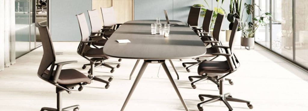 Wilkhahn Modus chair in a conference room setting. Ergonomic office seating.