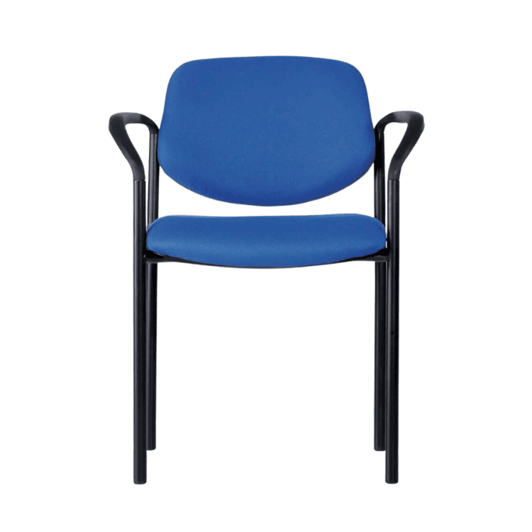 Blue Lagenda chair with black frame. Ergonomic seating for seminars and offices.