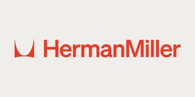 Herman Miller logo. Red text and chair icon on a light background.