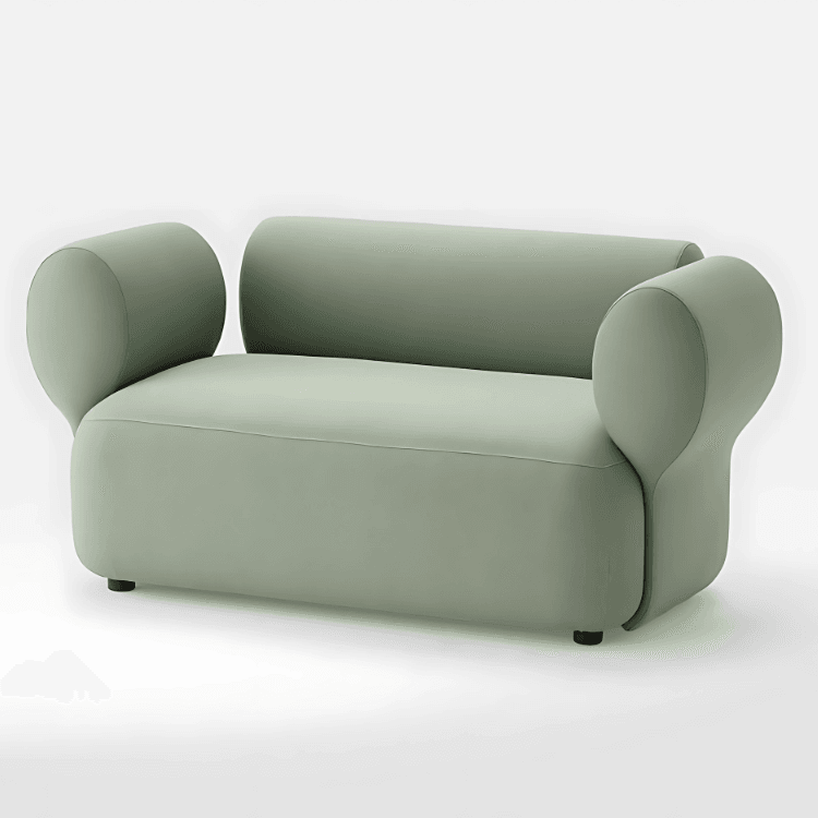 Sage green Klipper modular sofa with rounded armrests, ideal for modern, adaptable spaces.