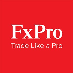FxPro logo. Our client's logo on a red background. Trade Like a Pro.