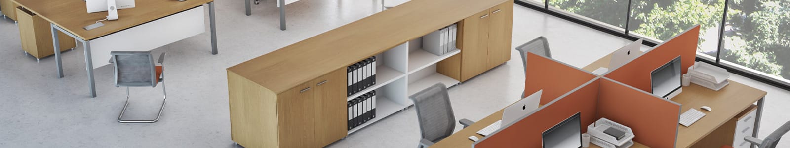 i-work PDF Series header. Modern office space with desks, chairs, and storage.