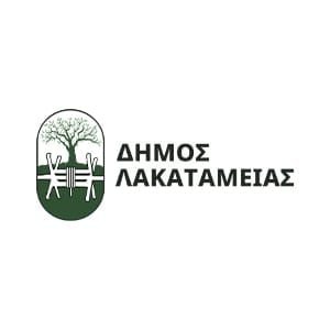 Lakatamia Municipality logo. Our client, Lakatamia, features a tree and bench graphic.