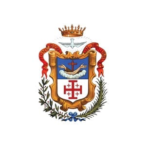 Terra Santa Cyprus logo featuring a Jerusalem cross and religious symbols.