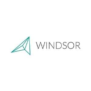 Windsor logo. Client's logo featuring a teal geometric design.