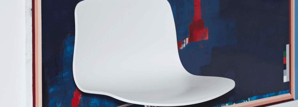Modern white AAC 50 chair. HAY office seating with a sleek, minimalist design.