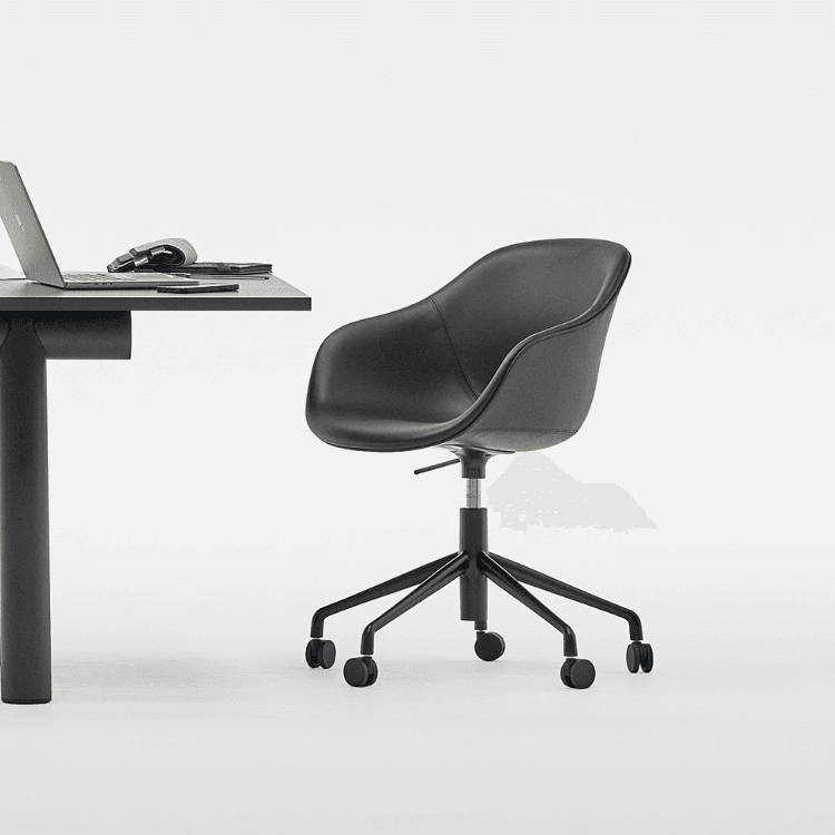 Modern black AAC 153 task chair by HAY with a five-legged castor base.