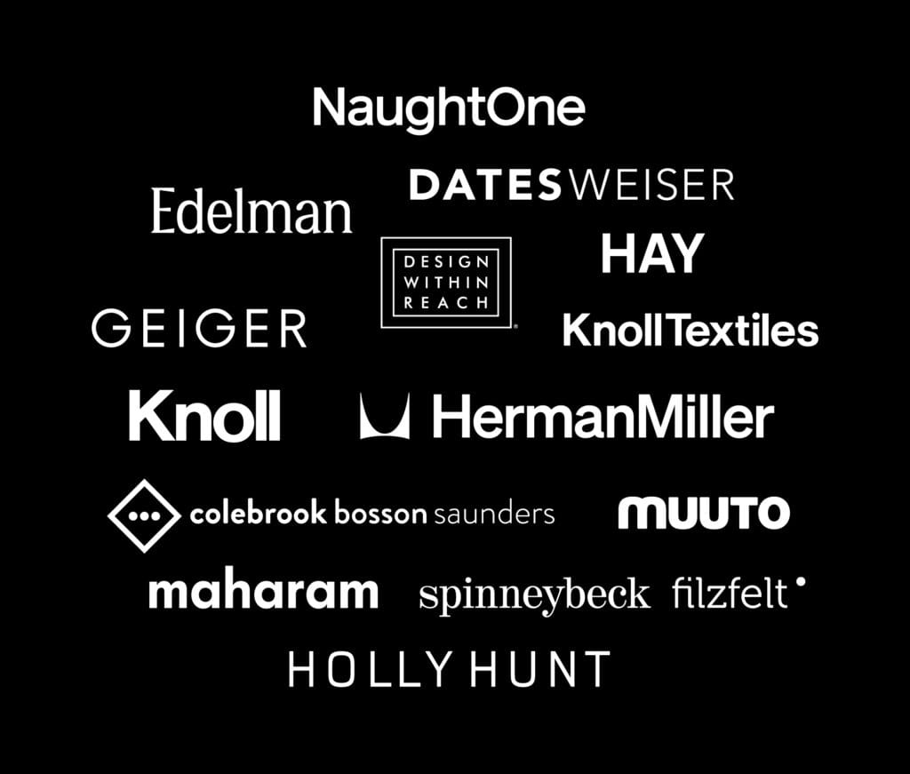 MillerKnoll brand collective logo, featuring Herman Miller, Knoll, and other brands.