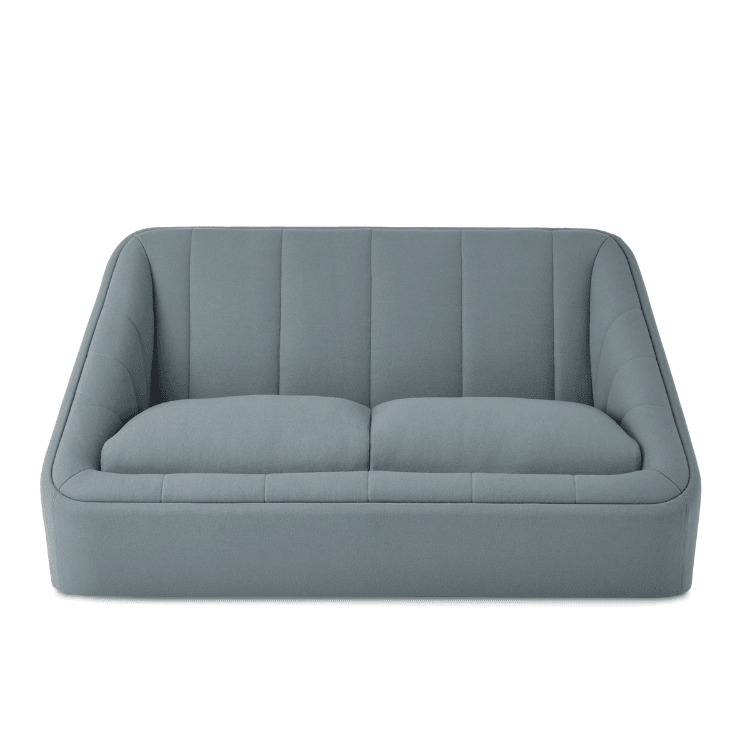 Modern Fiji Sofa in gray fabric. Stylish two-seater for cozy, domestic seating.