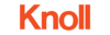 Knoll logo. Orange text on a white background. Knoll filter.