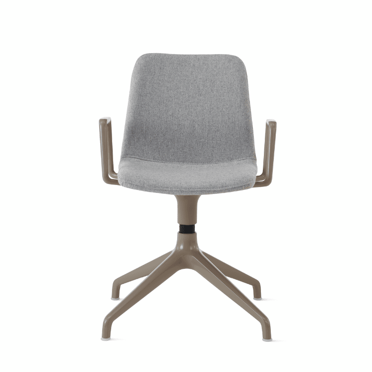 Modern gray Viv Side Chair with armrests and a four-legged base.