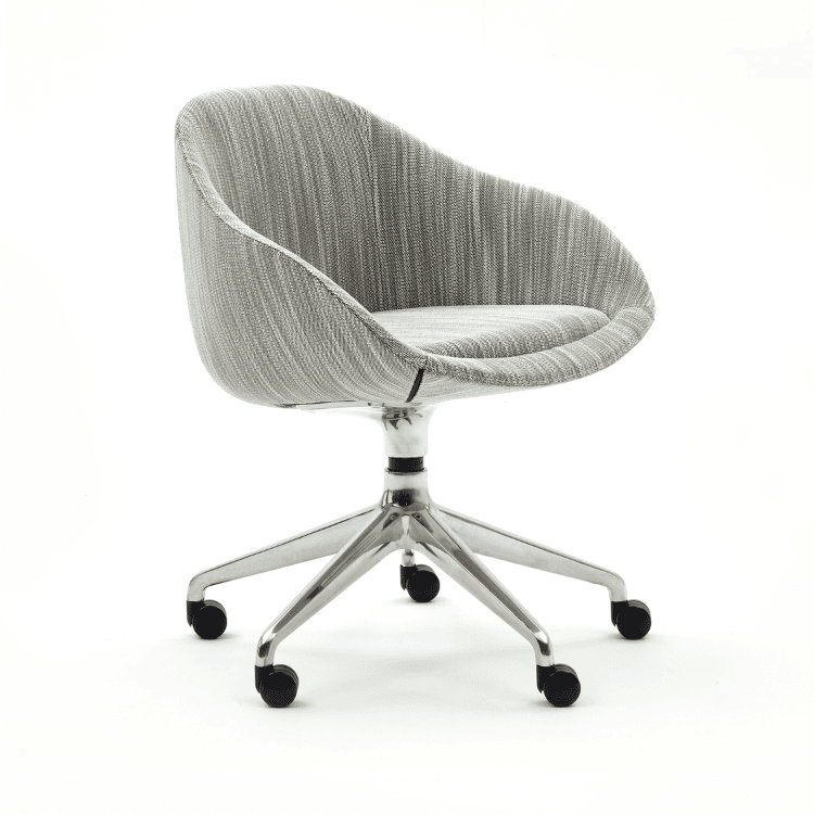 Gray Always Chair by NaughtOne. Versatile, customizable seating with a caster base. Ideal for workspaces and hospitality.
