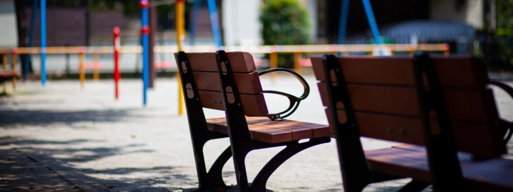 Urban furniture: Playground benches in Cyprus, promoting safe, injury-free play spaces for children.