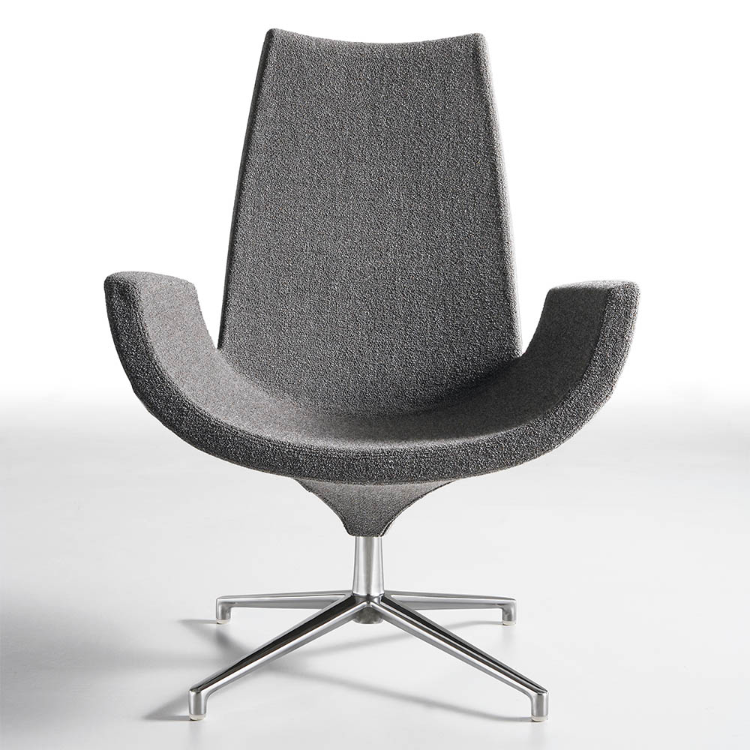 Beetle high-back lounge chair by Infiniti in dark grey upholstery.