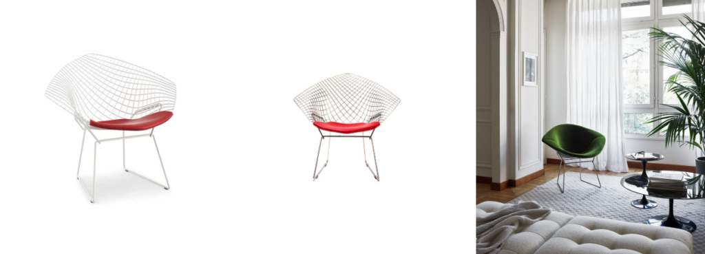 Bertoia Diamond Chair by Knoll, details.