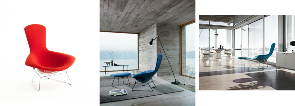 Bertoia High Back Chair by Knoll, details.