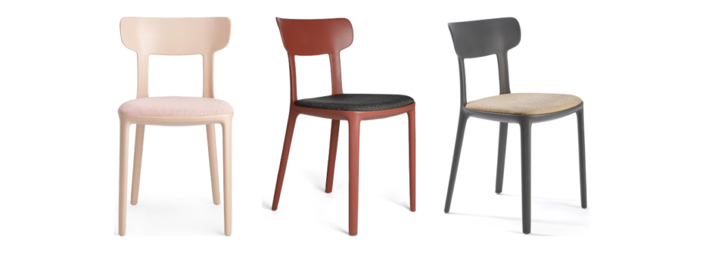 Canova Chair by Infiniti in three finishes, with and without seat cushion.