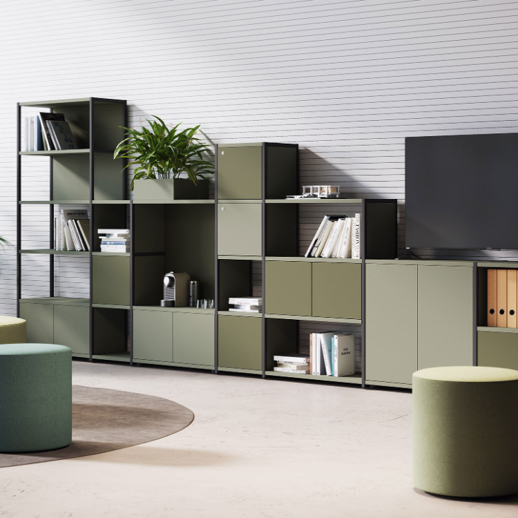 Las Mobili Cubo Bookcase in a modern workplace