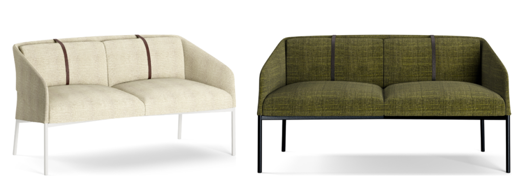 Demoiselle Sofa by Infiniti in cream and green.