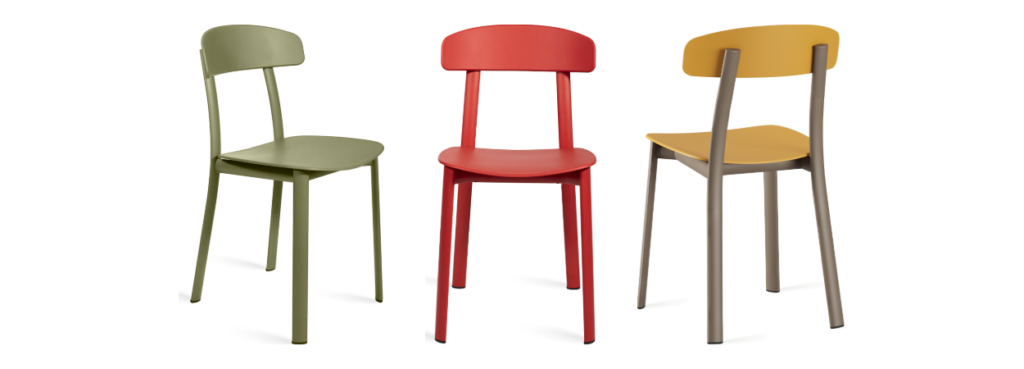 Feluca Pop Chair by Infiniti in three colours.