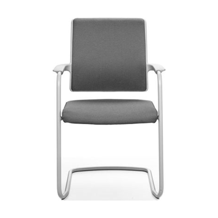JOYCEis3 cantilever chair by Interstuhl in grey with chrome frame.