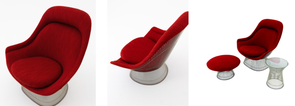 Platner Easy Chair and Ottoman by Knoll, details.