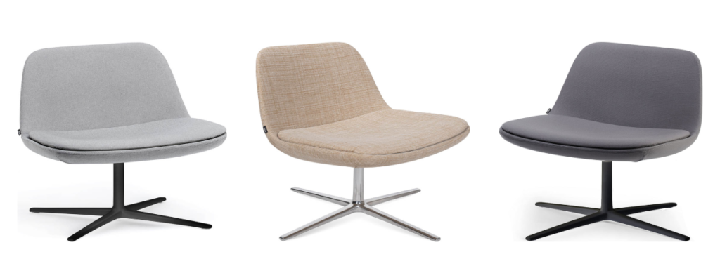 Pure Loop Lounge Chair by Infiniti in three upholstery colours.