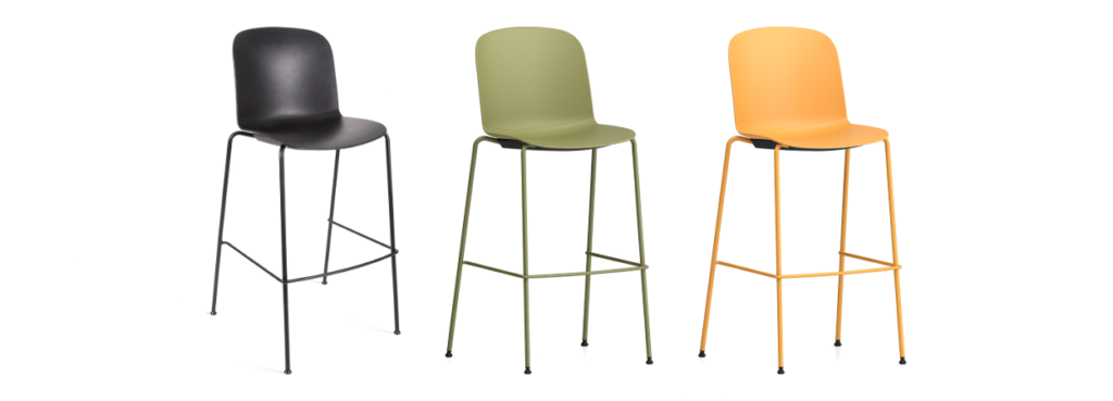 Relief Stool by Infiniti in black, sage and orange.