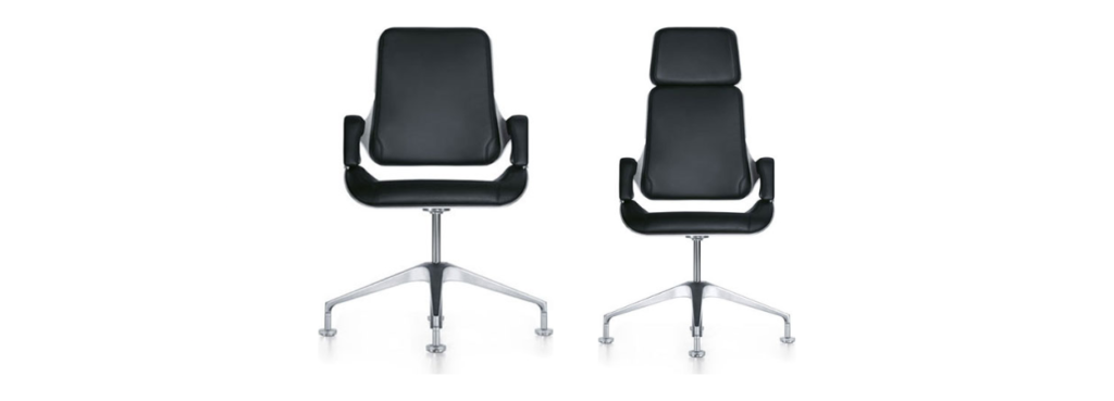 Silver Conference Chair by Interstuhl in two backrest heights.