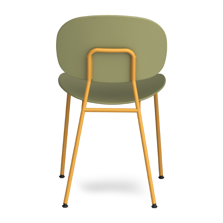 Tondina Pop chair by Infiniti in reed green on a gold frame.