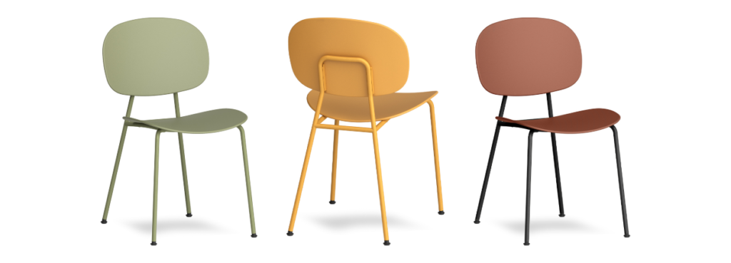 Tondina Pop Chair by Infiniti in three colour combinations.